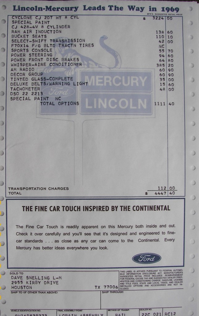 Original window sticker. Note the price on this car!